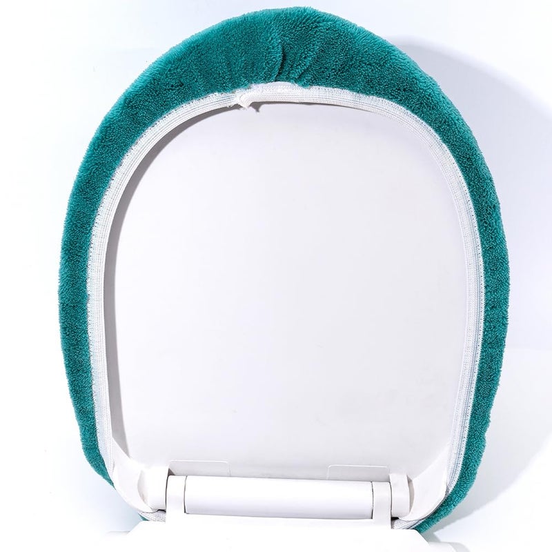 Madeals Microfiber Toilet Lid Cover Soft and Absorbent  Comfortable Bathroom Toilet Lid Cover Seat Fits Most Size Toilet Lids for Teal - Image 3